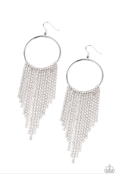 Streamlined Shimmer - White ♥ Earrings