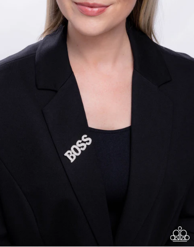 Blingy Boss - White ♥ Brooch