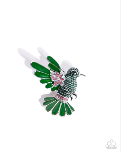 Hummingbird Heirloom - Green ♥ Brooch